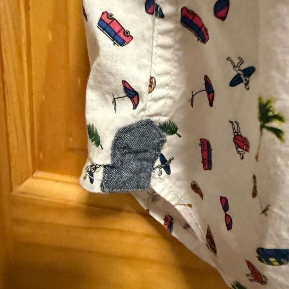 Free Planet White Casual Button Down Shirt with summer Print size M - Picture 2 of 8